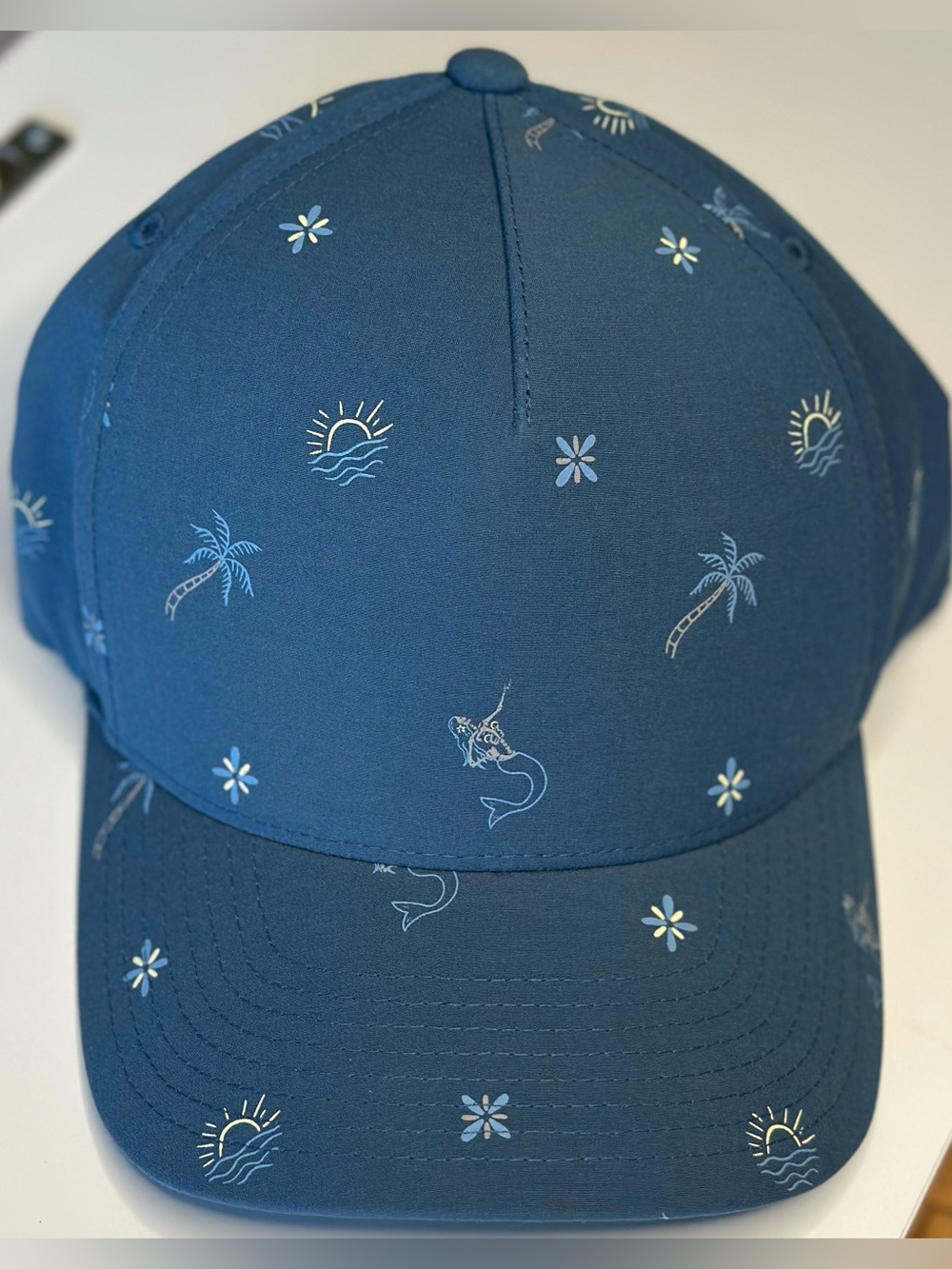 Travis Matthew Cove Dive Golf Cap in Teal Mermaid Palm Tree Snap back mesh hat